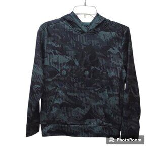 Adidas Boys Lightweight Pullover Hoodie Black Spell Out Green Black Camo